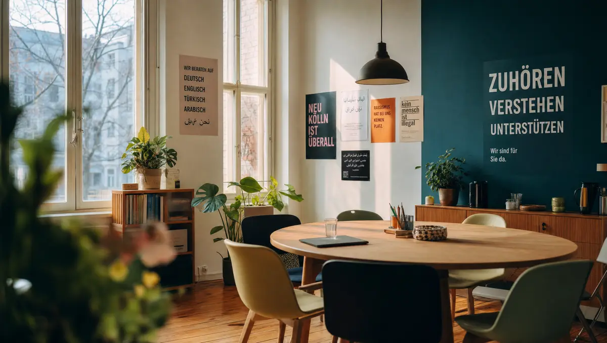 Heller, einladender Beratungsraum von FIDES in Neukölln